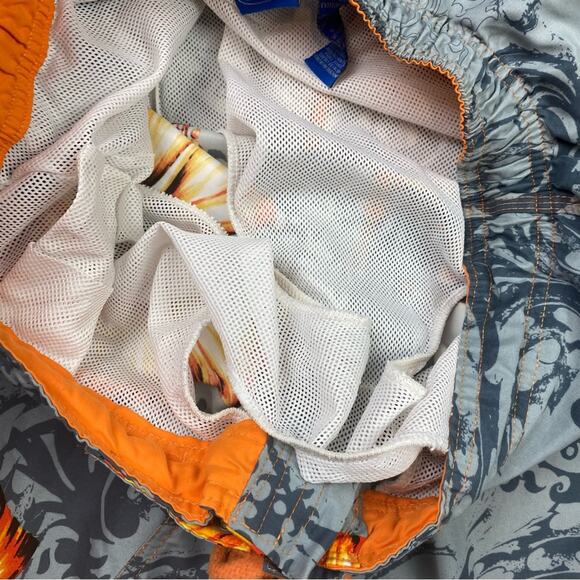 OP Swim Trunks Hibiscus Size Small Gray Orange - Picture 7 of 7